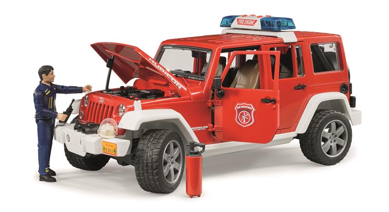 Bruder 2528 Jeep Wrangler Rubicon hasičský s figurkou a příslušenstvím novinka