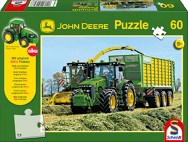 Puzzle + SIKU Traktor - John Deere 8345R s řezačkou
